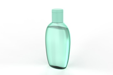 Clear hand sanitizer in a clear pump bottle isolated on a white background. Hand sanitizer is used for killing germs, bacteria and viruses. 3d illustration 