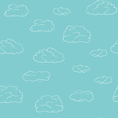 Seamless clouds background vector pattern hand drawn simple