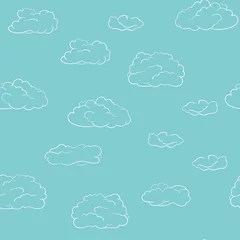 Foto op Canvas Seamless clouds background vector pattern hand drawn simple © art_of_line