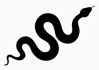 Black silhouette snake. Isolated symbol. Vector illustration
