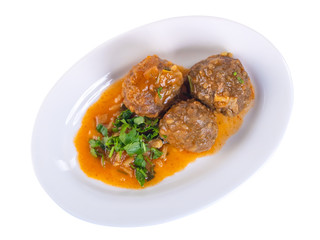 Delicious Swedish meatballs with a hearty brown sauce with parsley