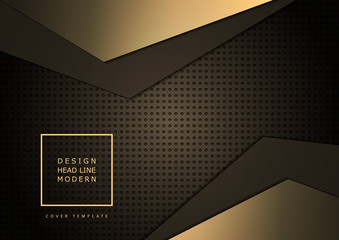 Abstract composition of bright triangles on a dark background from a texture with round perforations. Layering, the effect of light in the center. Template for cover, banner, brochure, business card.