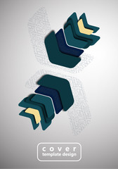 Bright abstract rounded arrows with shadows and dots overlap each other. Trendy simple dynamic template for your design.