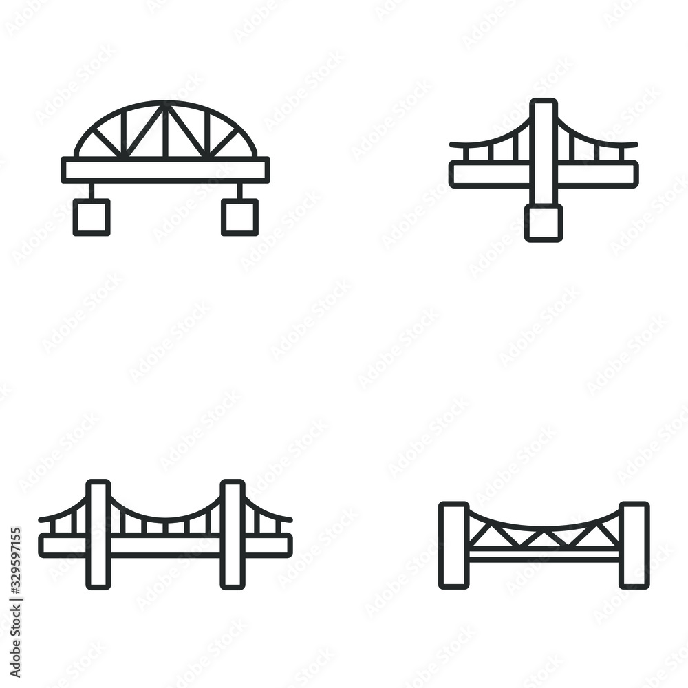 Poster Bridges line Icon vector sign isolated for graphic and web design. Bridge symbol template color editable on white background.