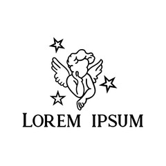 angel with star icon vector. angel with star web icon.