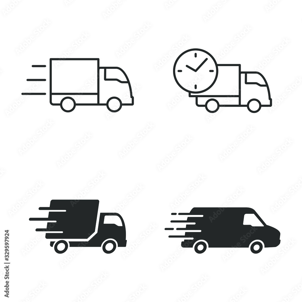 Poster fast shipping delivery truck icon vector sign isolated for graphic and web design. delivery truck sy
