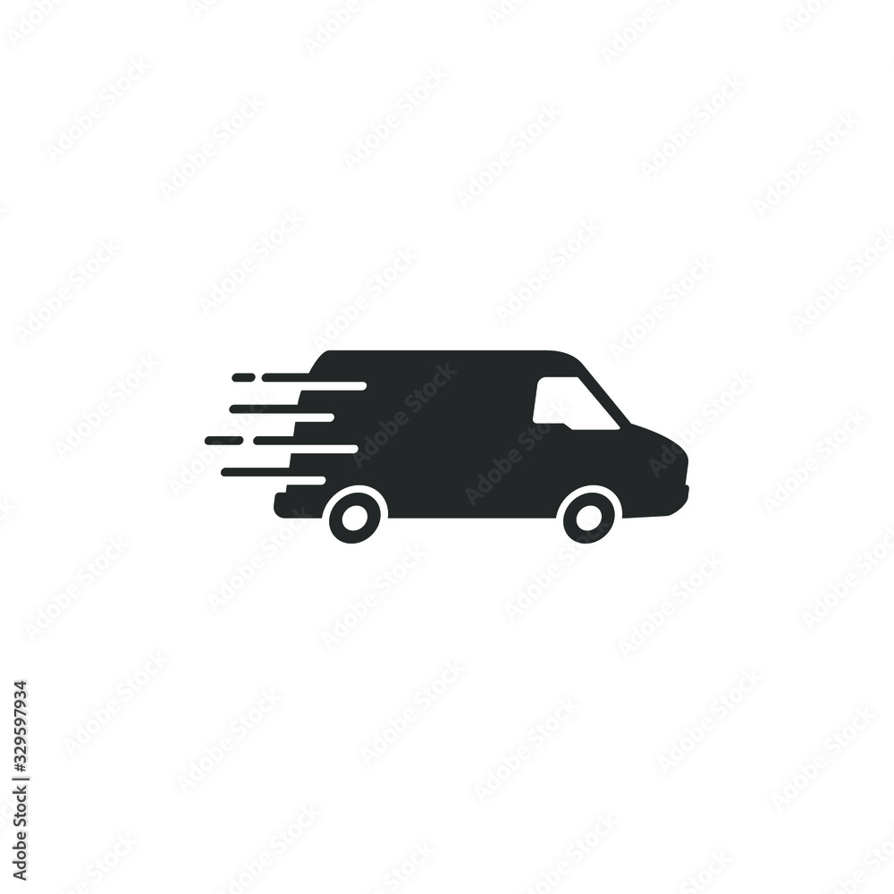 Poster fast shipping delivery truck icon vector sign isolated for graphic and web design. delivery truck sy
