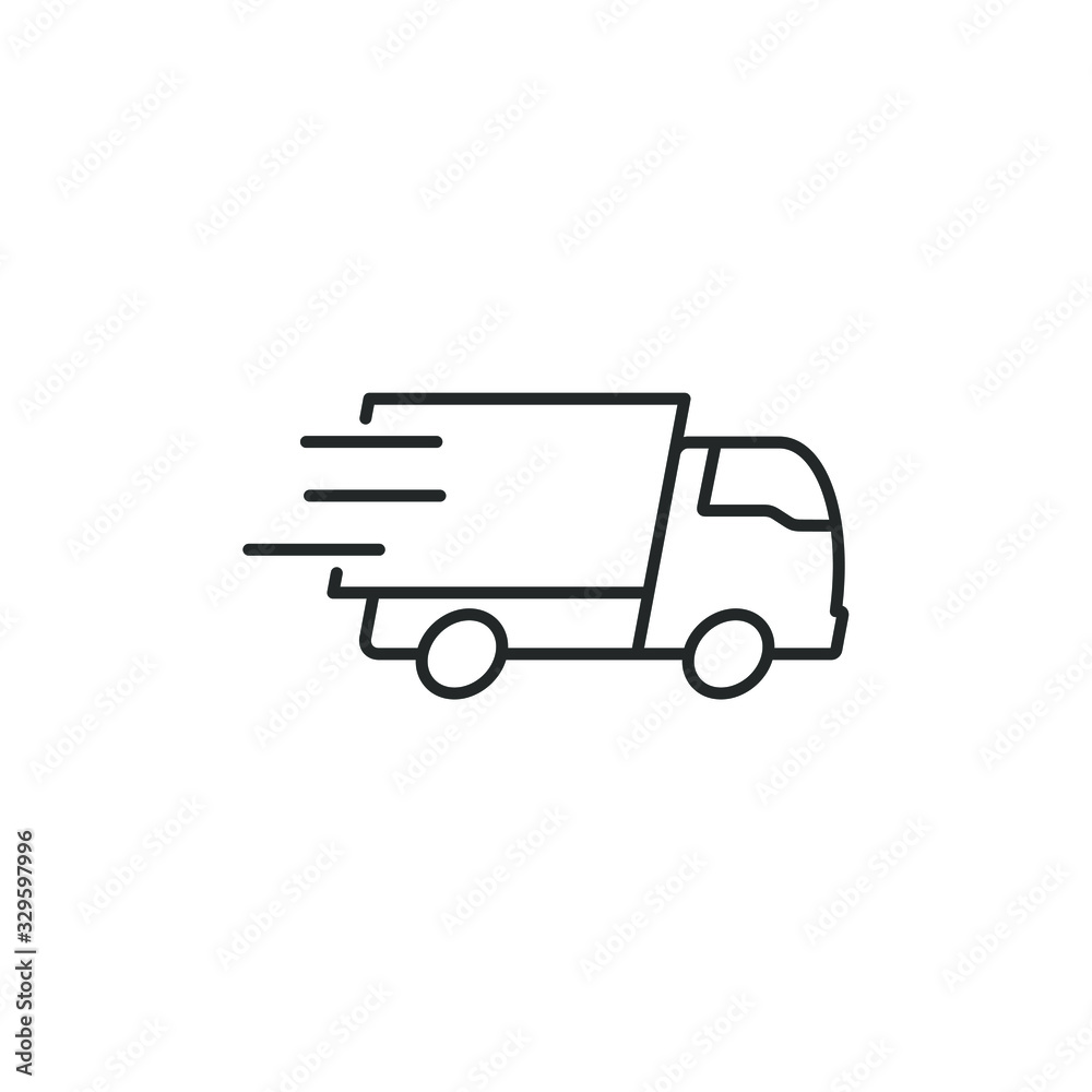 Poster fast shipping delivery truck icon vector sign isolated for graphic and web design. delivery truck sy