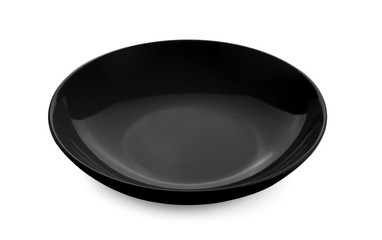 empty black plate on white background