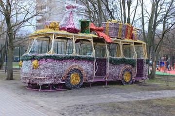 Beautiful decorative bus. Moscow. Russia.