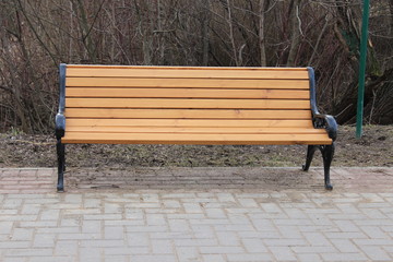 New beautiful bench for rest. Moscow. Russia.