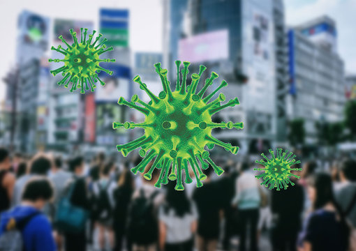 Coronavirus and crowds concept background