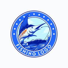 Obraz premium Sword Fish Fishing Logo
