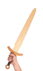 wooden sword isolated on white background