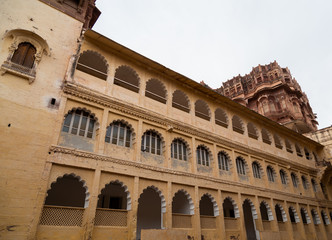 Obraz premium Inside view of Mehrangarh fort, windows, balconies, Jodhpur - Rajasthan, India