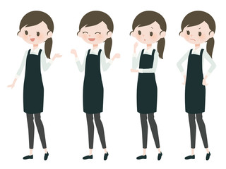 カフェスタッフの女性／エプロン