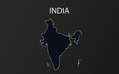 High detailed map of India. Vector illustration.