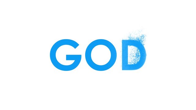GOD word animation with sand transition motion graphic effect, isolated on white background in 4k resolution