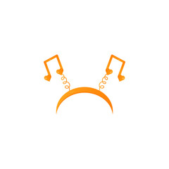 Carnival hoop on the head. Cartoon headband with musical note on white background. Attribute of costume.