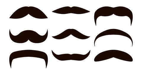 Vector set of mustaches. Props in black and white style.