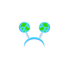 Carnival hoop on the head. Cartoon headband with planet on white background. Attribute of costume.