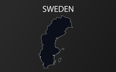 High detailed map of Sweden. Vector illustration.