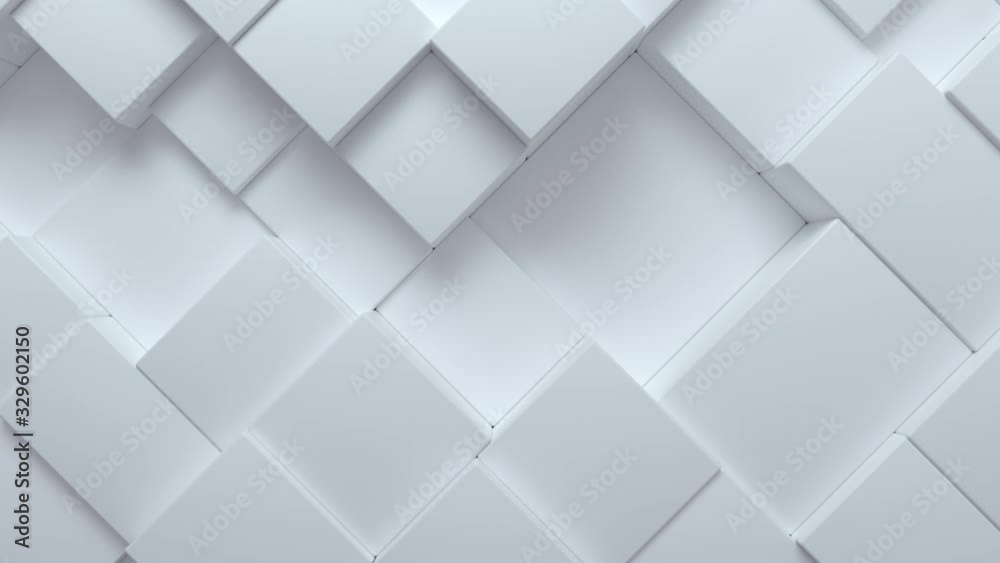 Poster white moving cubic surface. changing tiles. motion design pattern. 3d loop animation with dynamic bo