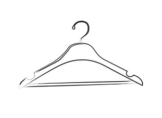 clothes hanger  hand drawing black contour vector illustration