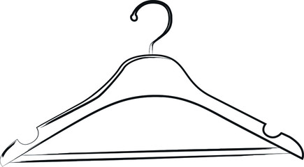 clothes hanger  hand drawing black contour vector illustration
