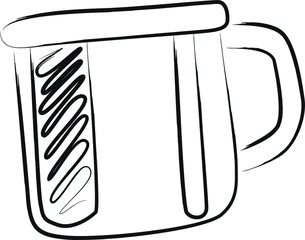 cup hand drawing black contour vector illustration