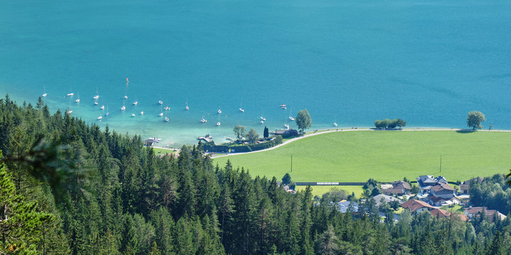 Lake Achen (Achensee), Austria, in the Summer - view from an elevated viewpoint.