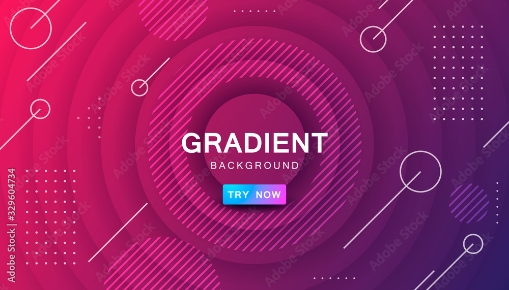 Fototapete Purple circle color background. Dynamic textured geometric element design with dots decoration. Modern red and purple gradient light vector illustration.
