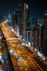 Fototapeta na wymiar Dubai skyline in the night time, United Arab Emirates