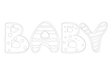 Cute doodle word BABY isolated on white background. Vector stock illustration.