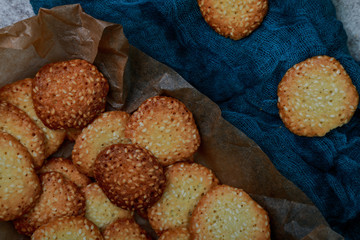 cookies with sesame seeds on paper