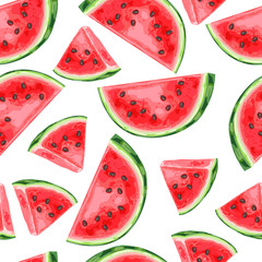 Seamless pattern with watermelons slices.