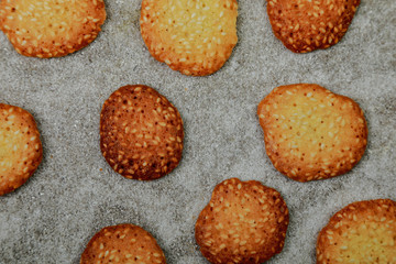 cookies with sesame seeds on paper