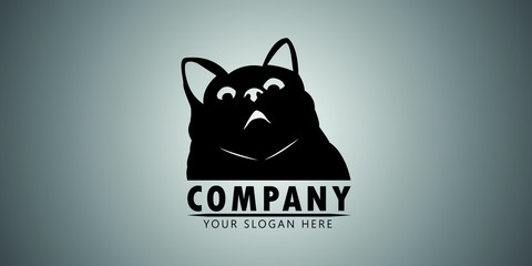 cute Cat shocked face logo design