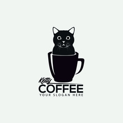 Cat in Coffee cup vector dark colors vector design