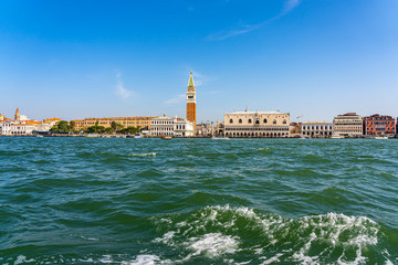 Fototapeta premium Beautiful view of Venice on nice day from the seaside