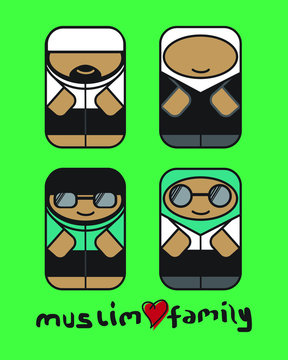 muslim family vector