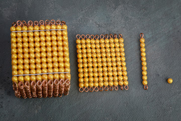 montessori golden material mathematics number decimal system number unit ten hundred and one thousand