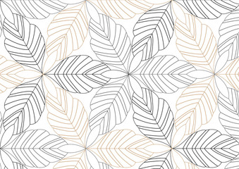 linear vector pattern, repeating abstract Geometry background, gray line of leaf or flower, floral. graphic clean design for fabric, wallpaper etc. pattern is on swatches panel. - 329607131