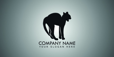 Scared cat silhouette logo design 