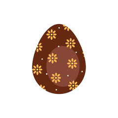 easter egg painted with flowers flat style