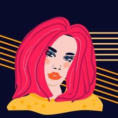 The fashion girl in style pop art. Vector illustration