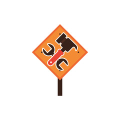 traffic signal with hammer and wrench detailed