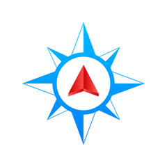 Compass on white background. Flat vector navigation symbol. Vector stock illustration.