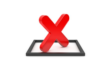 Obraz premium 3D Rendering of Red Cross Sign on Black Frame