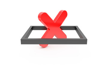 Fototapeta premium 3D Rendering of Red Cross Sign on Black Frame